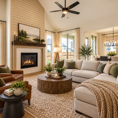Virtually staged living room for 4408 Lamplights Drive