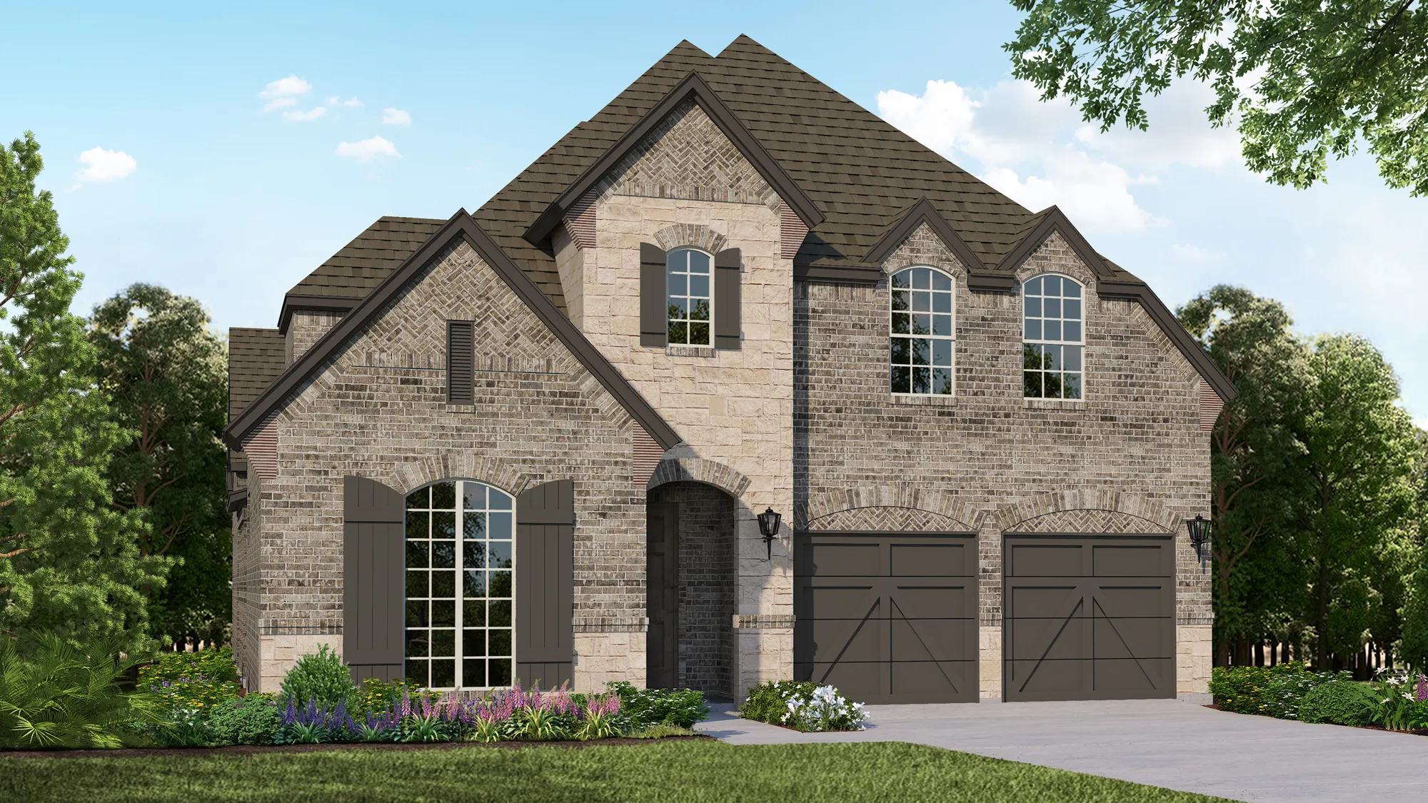 Plan 1195 Elevation E with Stone