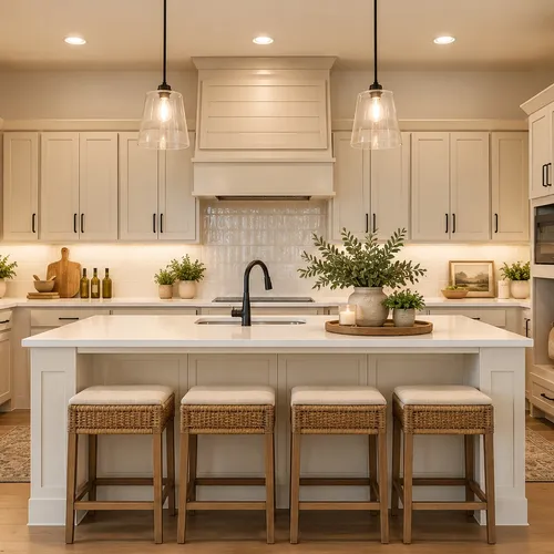 Virtually staged kitchen 4408 Lamplights Drive