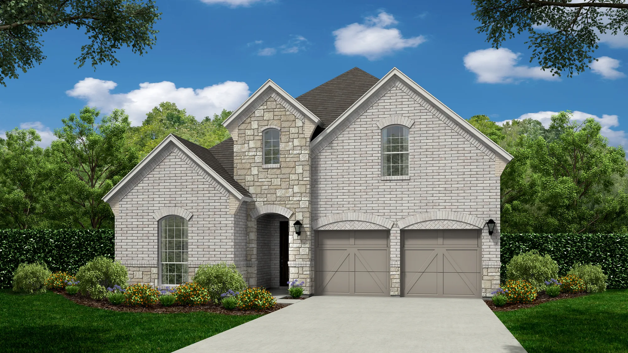 Plan 1195 Elevation A with Stone