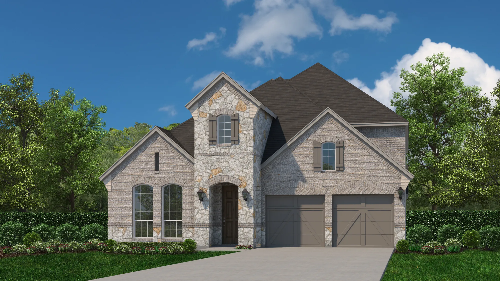 Plan 1196 Elevation A with Stone
