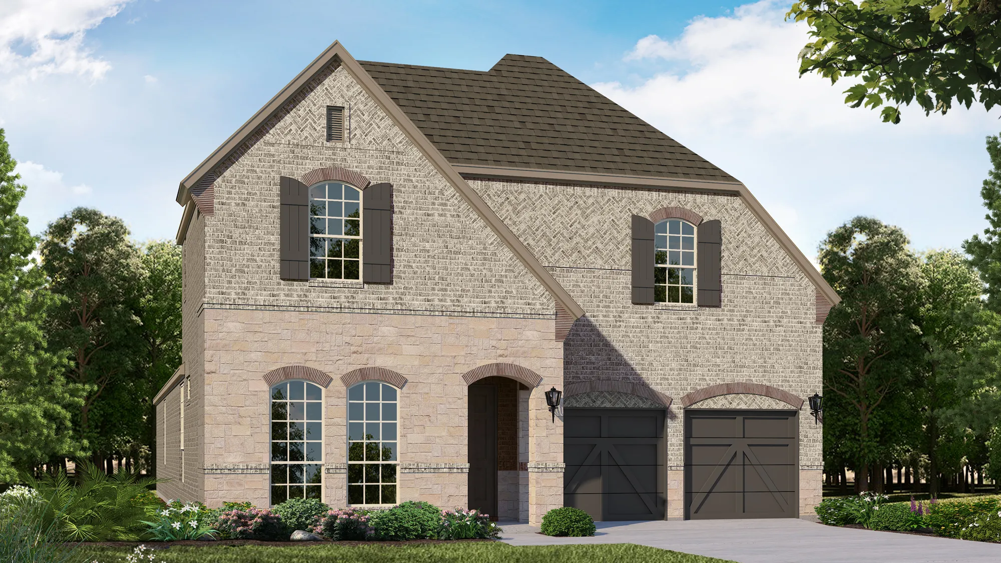 Plan 1167 Elevation D with Stone