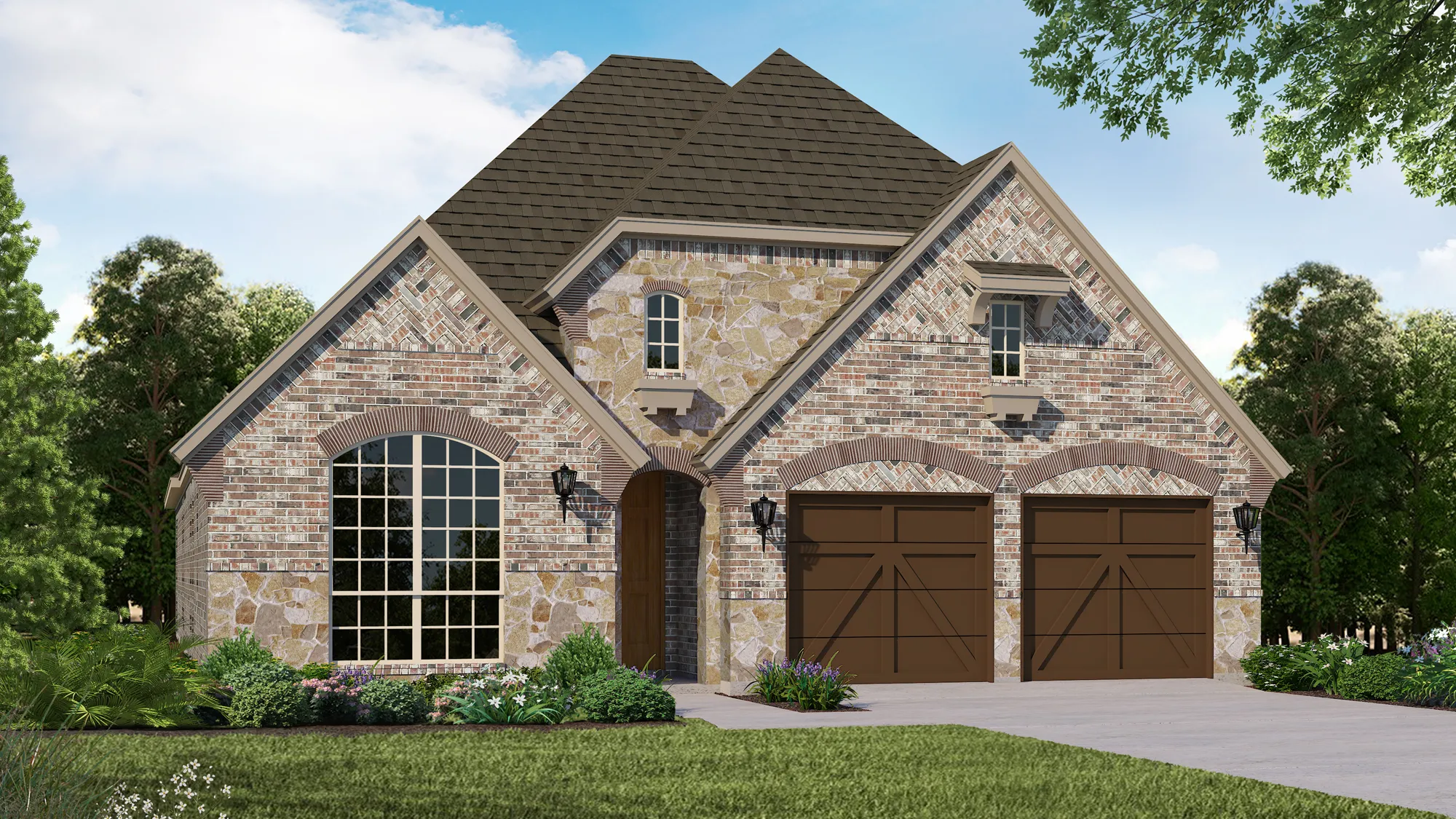 Plan 1120 Elevation E with Stone