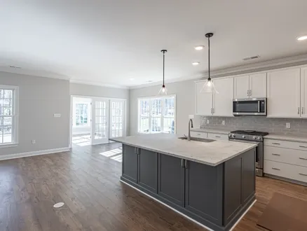 kitchen in a new home in mosaic at west creek 55+ community