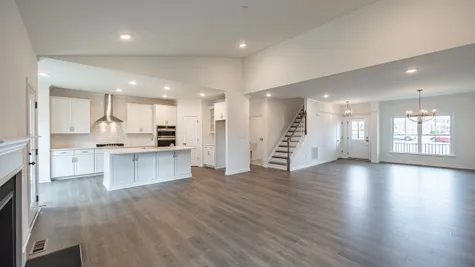 Open concept family, kitchen and dining area