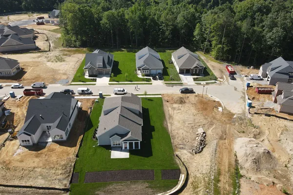 aerial view of a new home community by boone homes