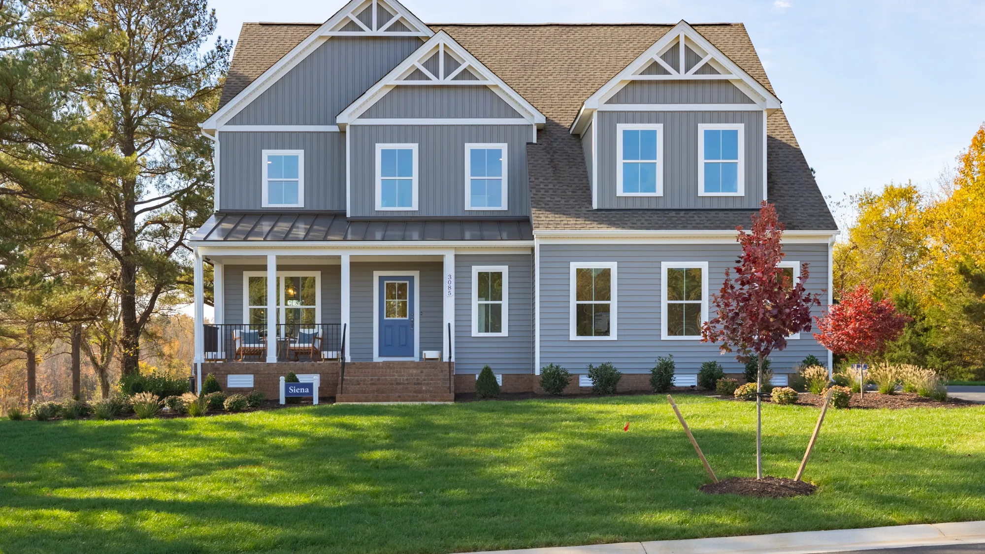 exterior of a new home in reed marsh community located in goochland, reed marsh