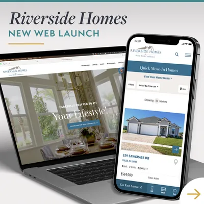Riverside Homes Web Launch on laptop and iPhone