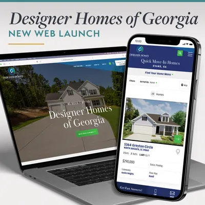 Designer Homes of Georgia Web Launch on laptop and iPhone