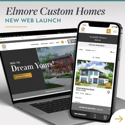 Elmore Custom Homes Website on Laptop and iPhone