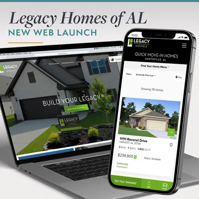 Legacy Homes Web Launch on laptop and iPhone