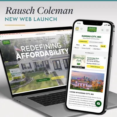 Rausch Coleman Web Launch on laptop and iPhone