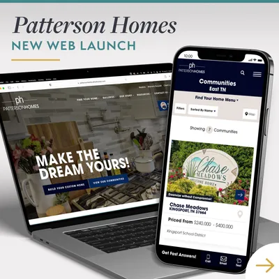Patterson Homes Website on Laptop and iPhone