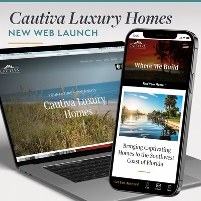 Cautiva Luxury Homes Web Launch on laptop and iPhone