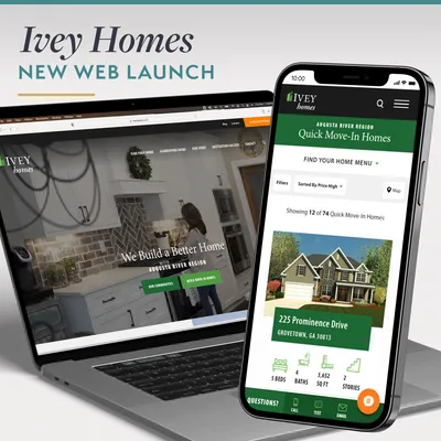Ivey Homes Web Launch on laptop and iPhone