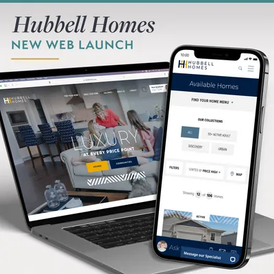 Hubbell Homes Web Launch on laptop and iPhone
