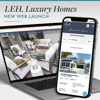 LEH. Luxury Homes Web Launch on laptop and iPhone