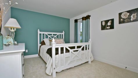 Girl's Bedroom with Fun Accent Wall Color