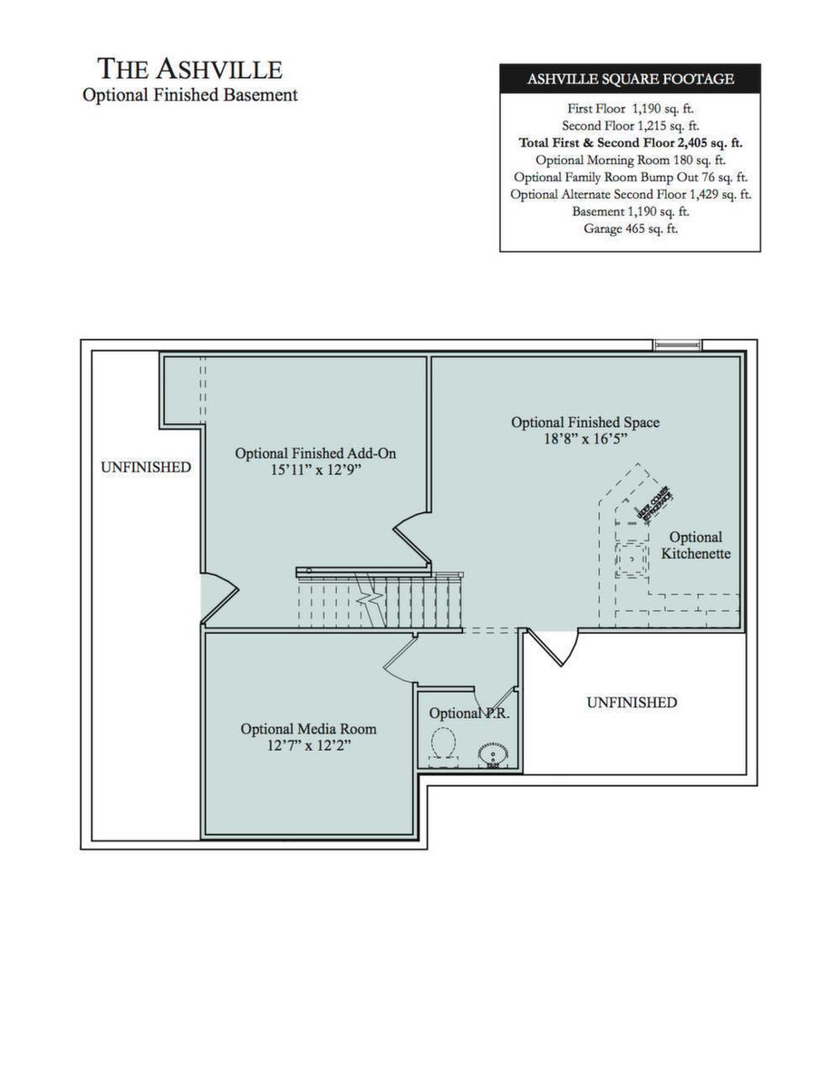 Ashville Optional Finished Basement Floor Plan