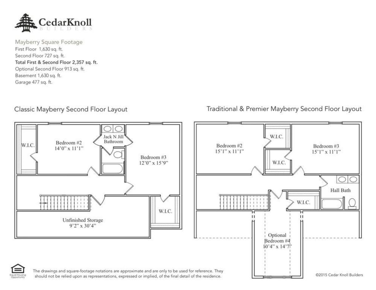 Mayberry Second Floor Plan with Optional Second Floor