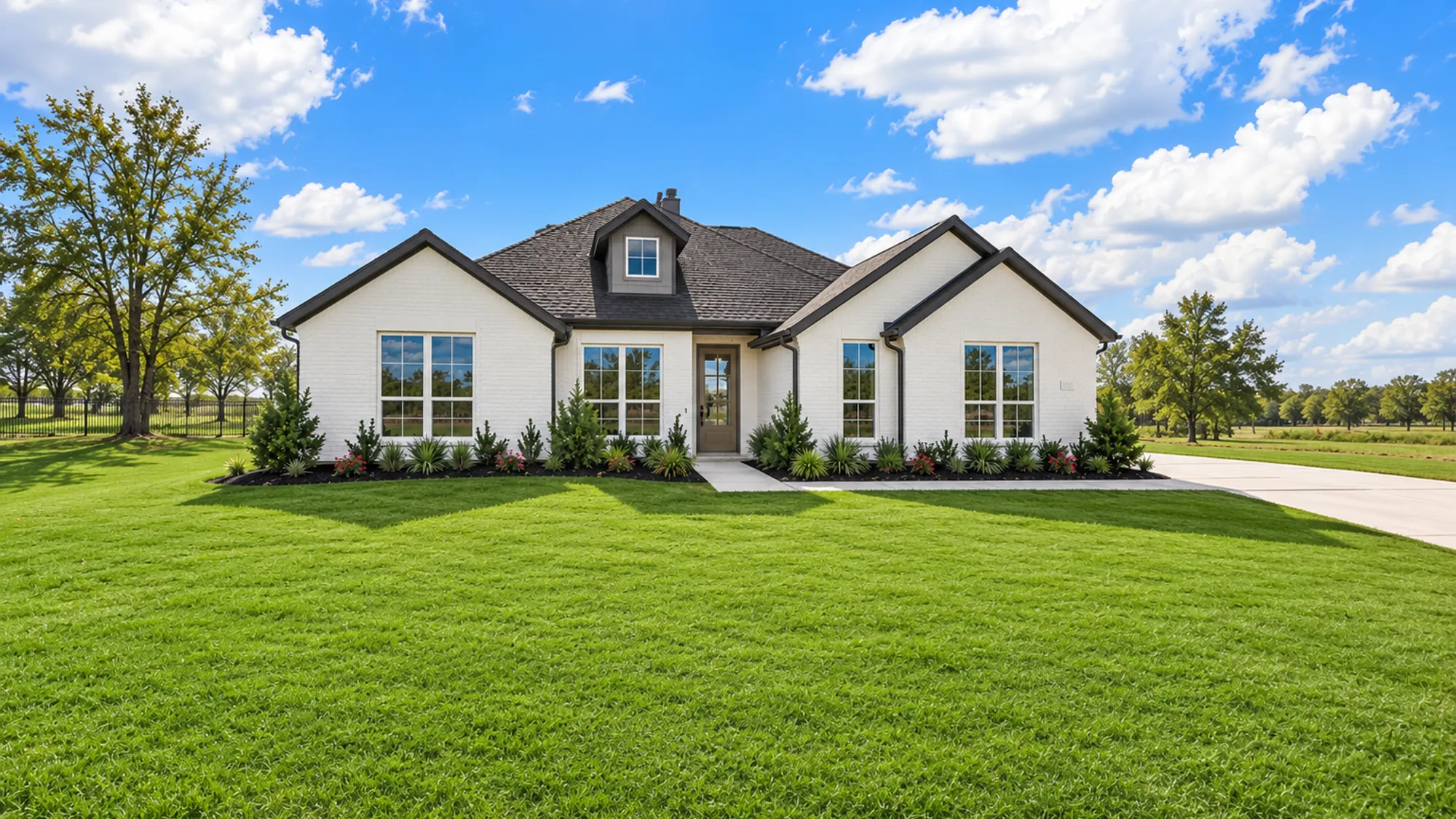 Digitally enhanced image of model home fencing removed once sold - see next pictures for current