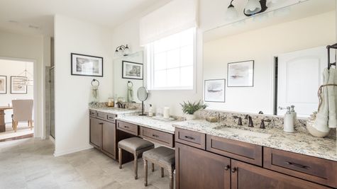 Master bathroom vanity in Washington II by Cornerstone Homes