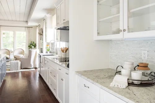 cornerstone homes model home kitchen white cabinet hardwood floor