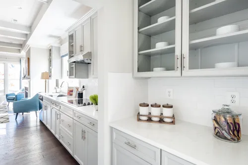 The Washington Model Butler's Pantry Gourmet Kitchen White cabinets Hardwood Floors