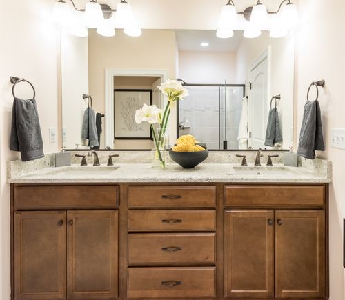 Dual vanity owners bathroom cornerstone homes