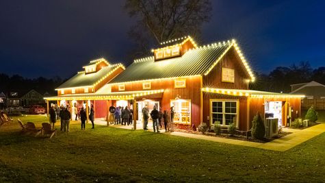 Woodside Farms Barn at night winter 2019