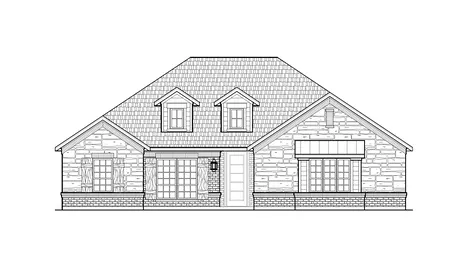 Drawing of front view of the Aubrey plan elevation C