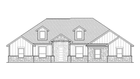 Drawing of front view of the Jordan plan elevation D