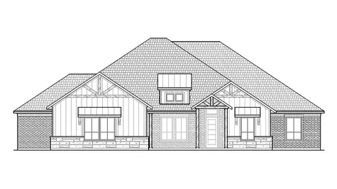 Drawing of front view of the Hunter plan elevation B