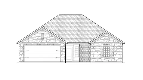 Drawing of front view of the Campbell plan elevation c