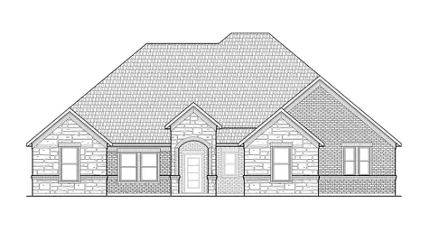 Drawing of front view of the Bennett plan elevation B