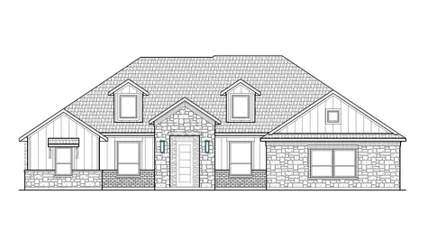 Drawing of front view of the Jordan plan elevation C