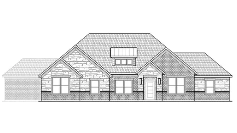Drawing of front view of the Aubrey plan elevation B
