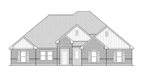 Drawing of front view of the Bennett plan elevation C