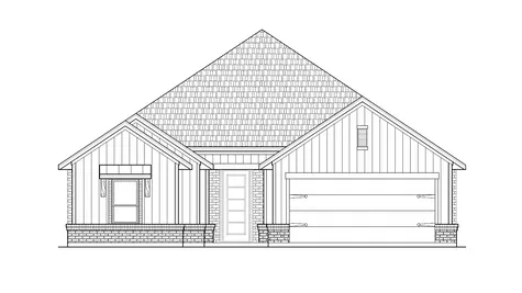 Drawing of front view of the Granger plan elevation C