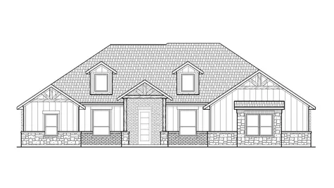 Drawing of front view of the Jordan plan elevation B