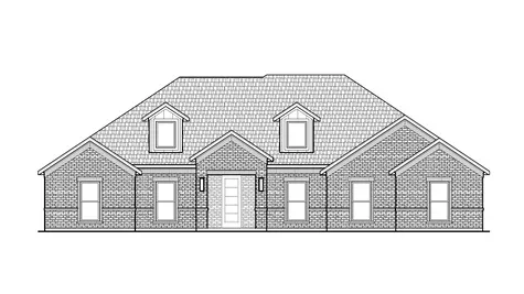 Drawing of front view of the Jordan plan elevation A