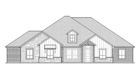Drawing of front view of the Hunter plan elevation A