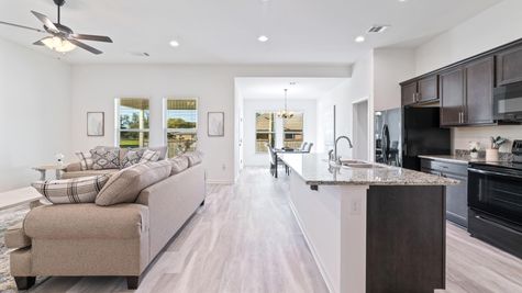 DSLD Homes - Troy III G Open Floorplan Living Room and  Kitchen Image - Highland Trace - Prairieville, LA