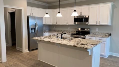 Lafayette Place Model Home- Alabama- DSLD Homes - White kitchen cabinets, granite, and stainless appliances