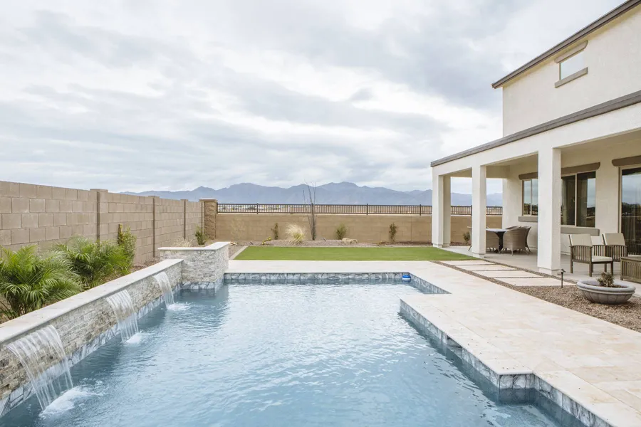 pool in the backyard of a new home in el dorado hills ca by elliott homes