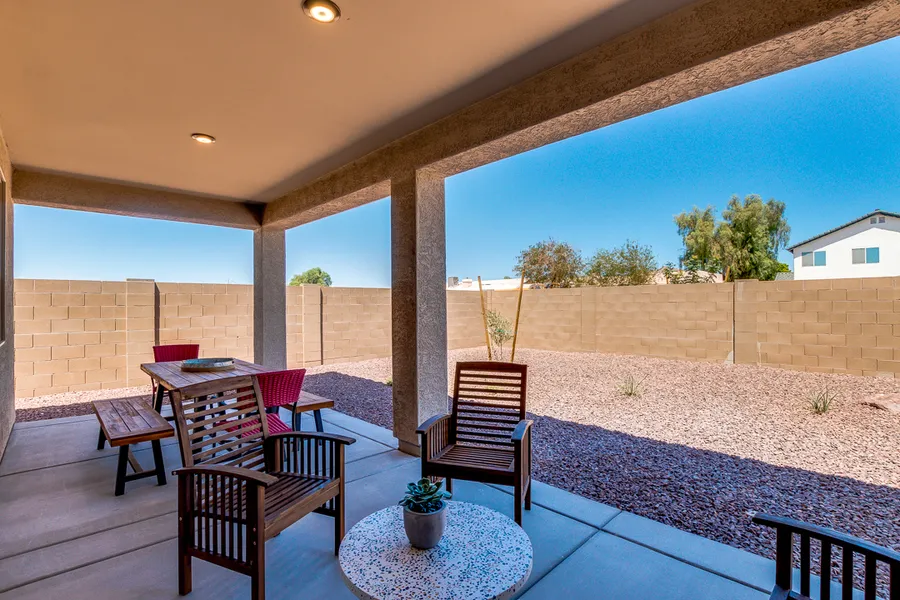 back patio of a new home in waddell az by elliott homes