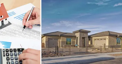 Image of someone financing on the left and Elliott home on the right.