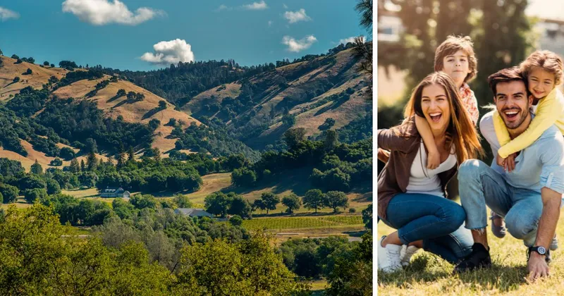 Image of El Dorado Hills and a stock image of a family.