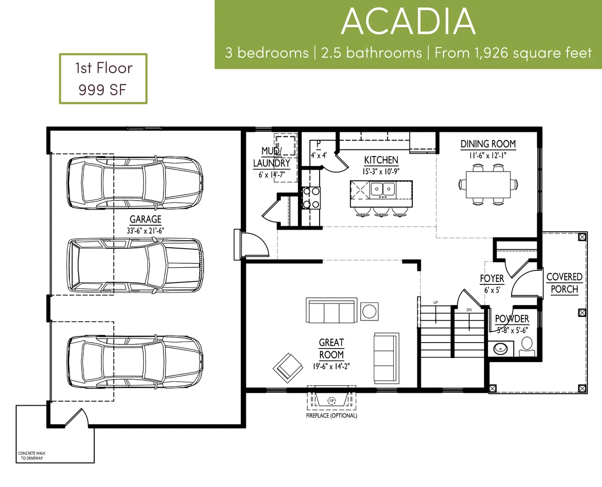 Acadia 3-Car Garage Option