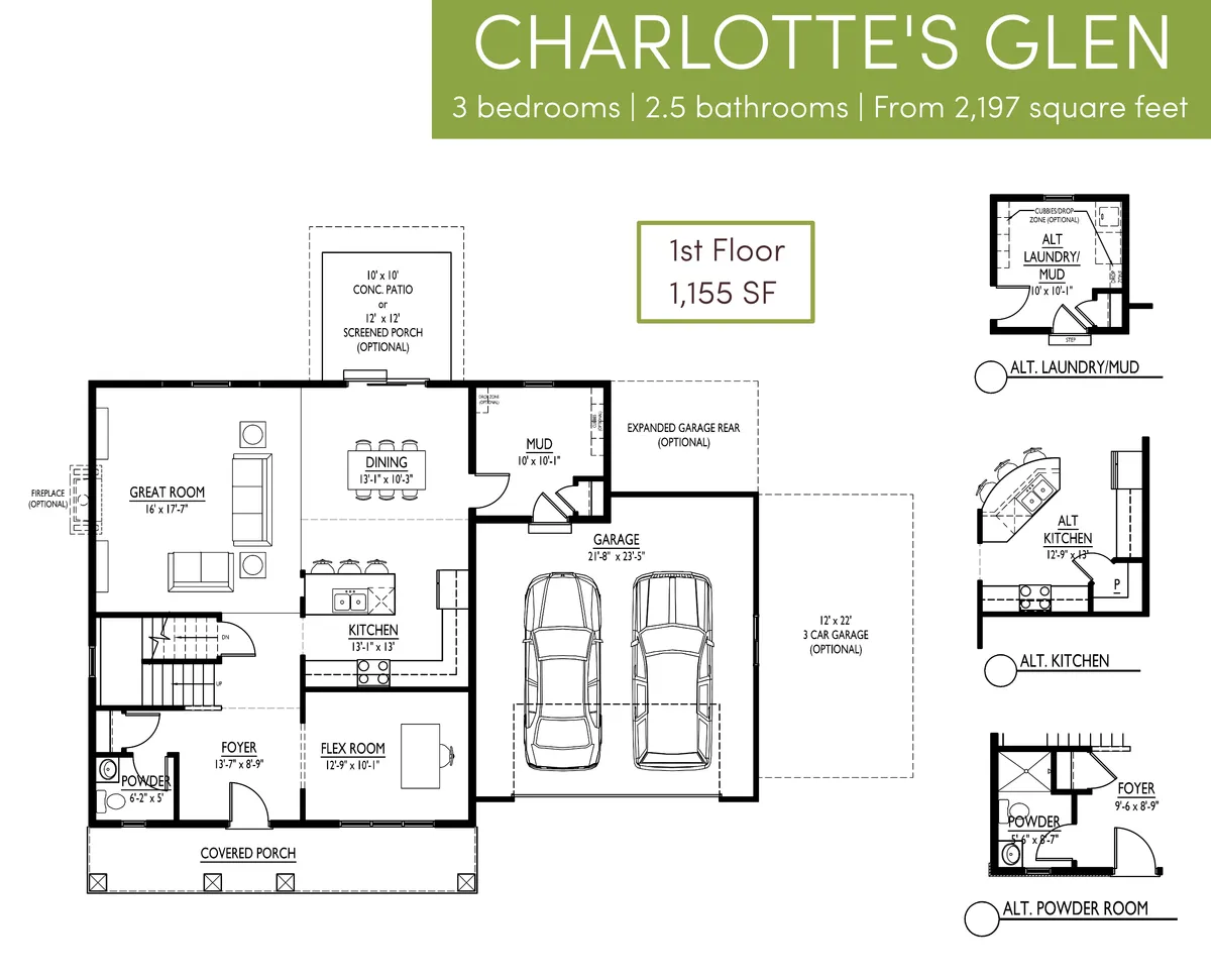 Charlotte's Glen First Floor Alternate Options